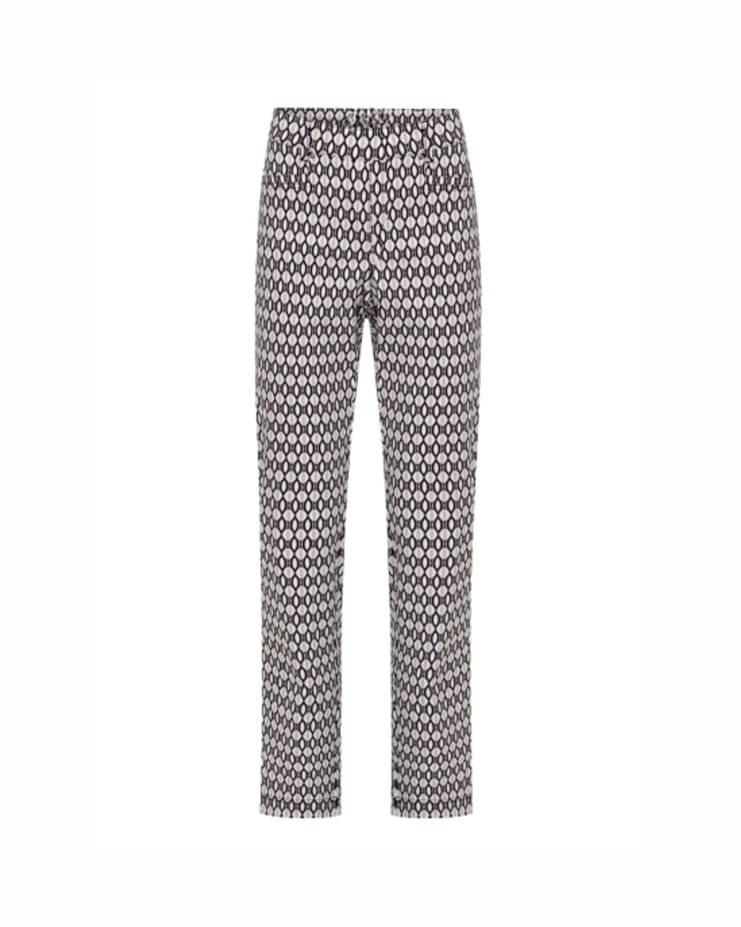 pantalon 7/8 merk sensia fashion ruit beige wit zwart verkocht door Marijke Mode