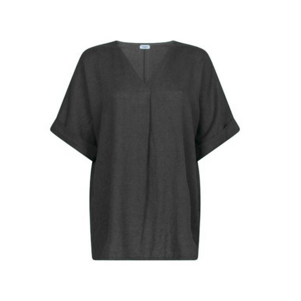 Shirt V Linnen zwart