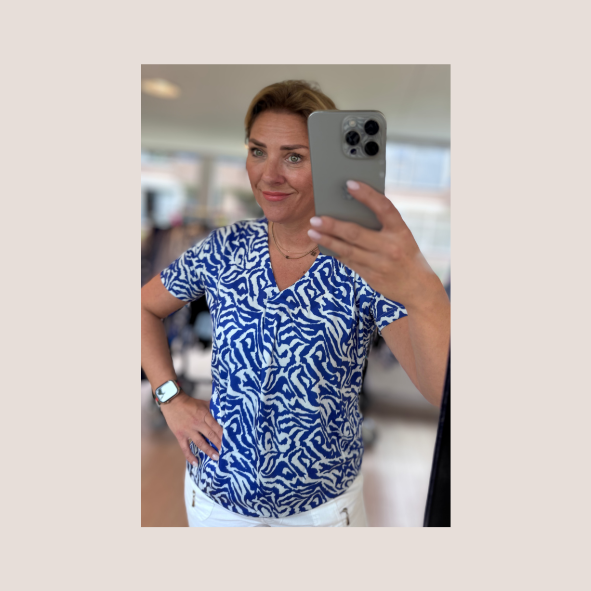 Shirt Print Art Lina Azur Blauw