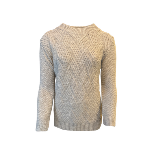 Casual damestrui met ronde hals en kabelpatroon over de hele voorkant, zacht en comfortabel – verkrijgbaar bij Marijke Mode"