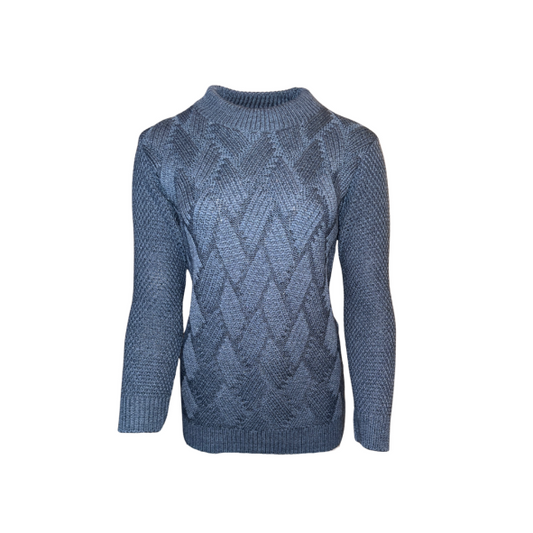 Casual damestrui met ronde hals en kabelpatroon over de hele voorkant, zacht en comfortabel – verkrijgbaar bij Marijke Mode"