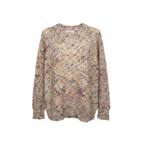 Zachte wintertrui met ronde hals en boord aan de mouwen, soepel en licht vallend, verkrijgbaar bij Marijke Mode.