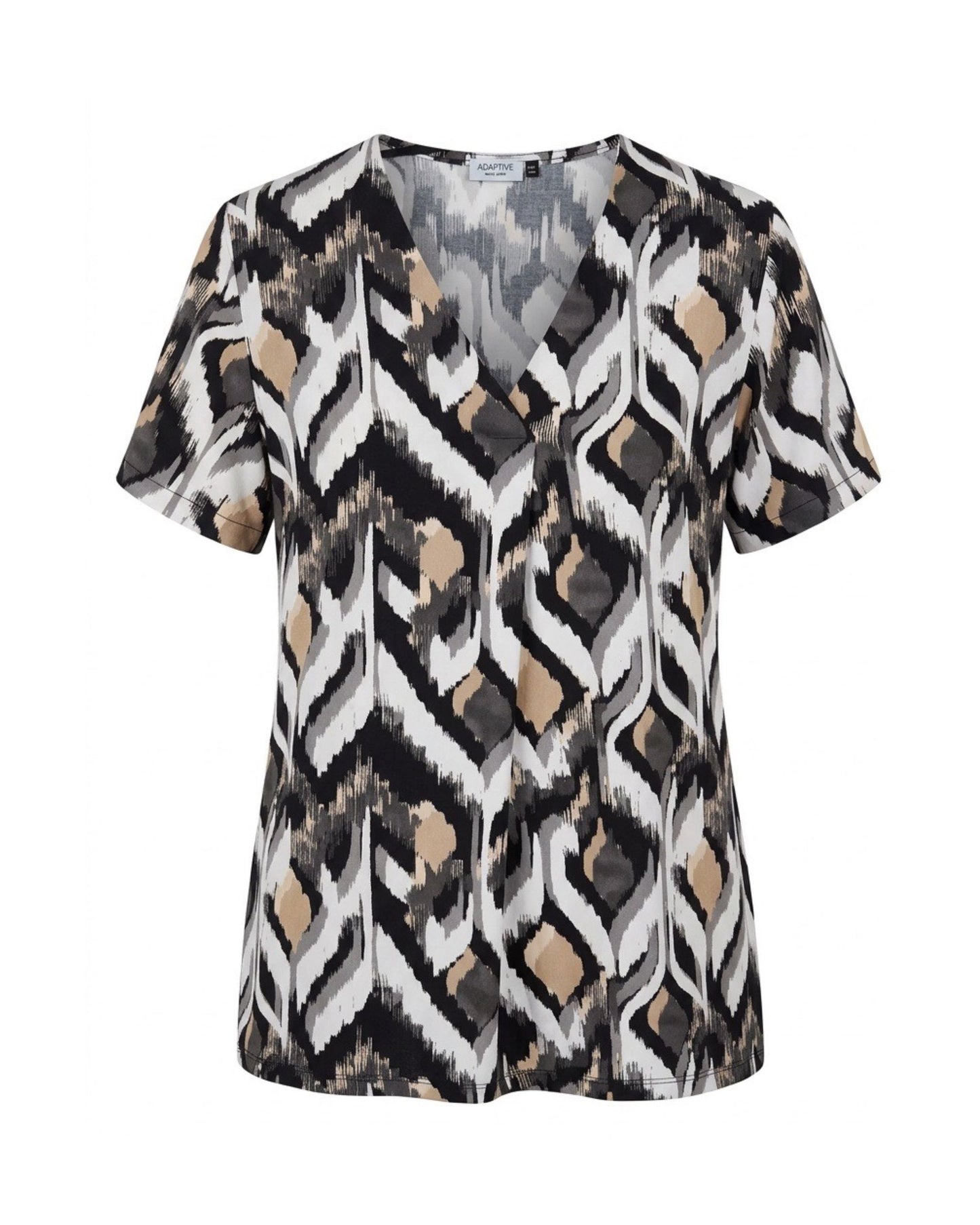 Azuri Blouson Shirt V Zwart 100% Viscose Wit Beige