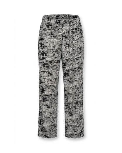 Azzurri comfy broek in zwart-wit met elastische band en steekzakken. Soepele viscose stof met heerlijk comfortabel draagcomfort.