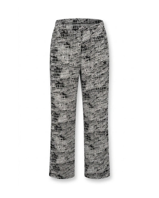 Azzurri comfy broek in zwart-wit met elastische band en steekzakken. Soepele viscose stof met heerlijk comfortabel draagcomfort.