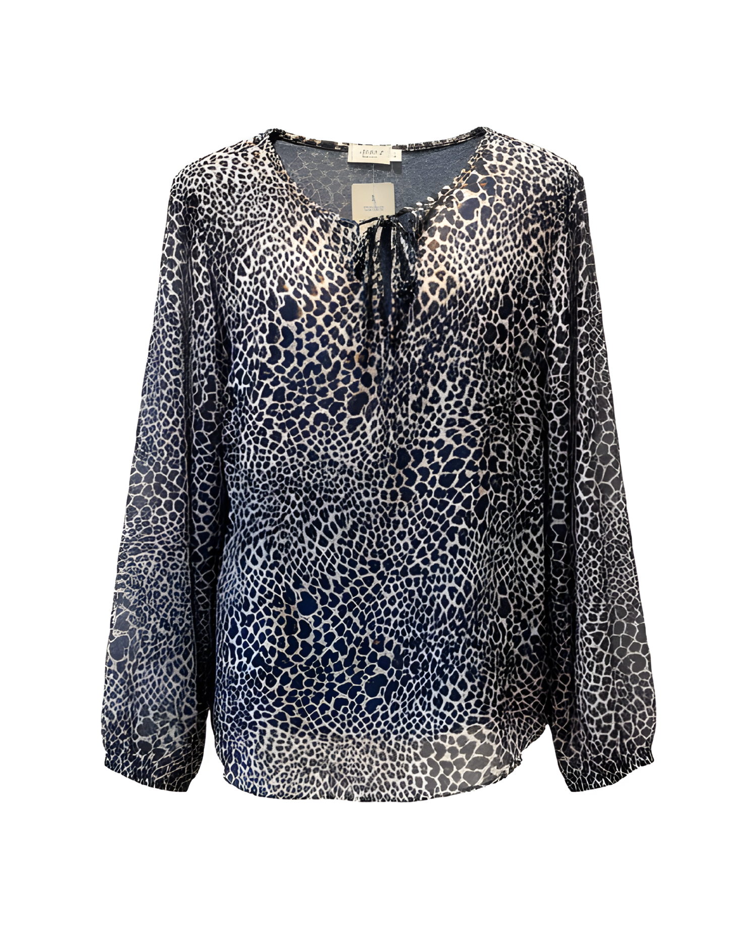 Azuri shirt met ronde hals en lange mouwen met knoopsluiting fuchsia beige en blauw beige – Marijke Mode