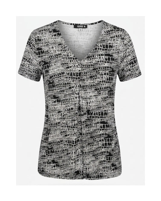 Azuri Blouson Shirt V Zwart Wit