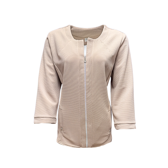 vestjasje met rits, ronde hals lange mouwen en stretch moderne blazers bij marijke Mode