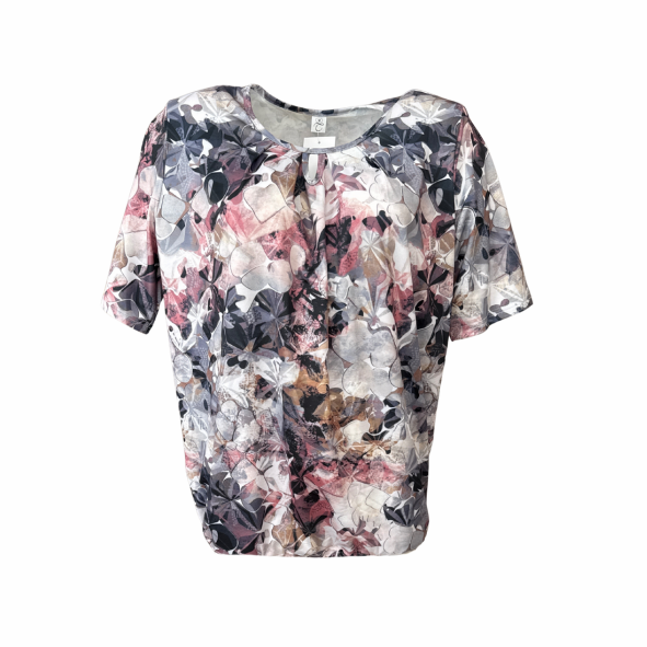 Dames blousonshirt met korte mouwen van viscose – luchtig en comfortabel, zomercollectie van Marijke Mode.