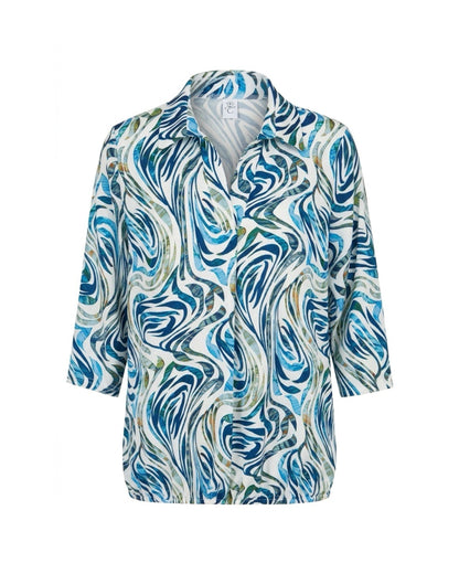 Dames Poloshirt In Blouson Model Met Polokraag En Comfortabele Pasvorm – Verkocht Door Marijke Mode