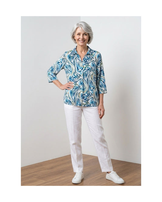 Dames Poloshirt In Blouson Model Met Polokraag En Comfortabele Pasvorm – Verkocht Door Marijke Mode