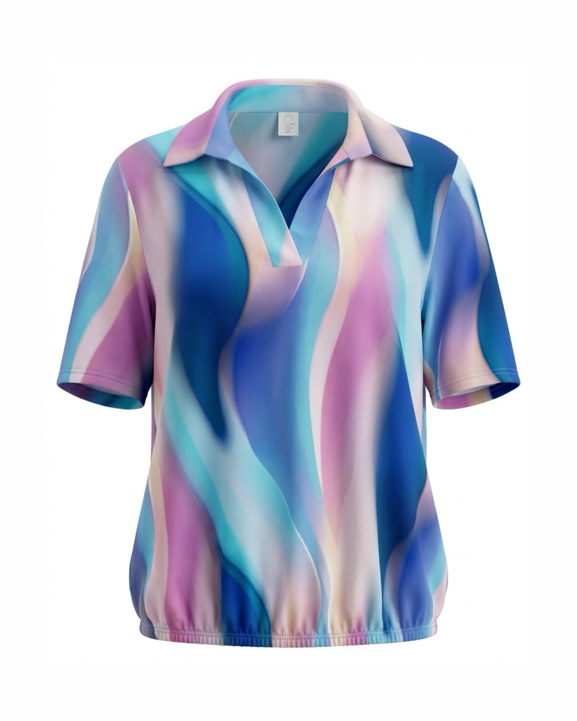 poloshirt blouson korte mouwen van viscose voor dames verkijgbaar bij Marijke Mode