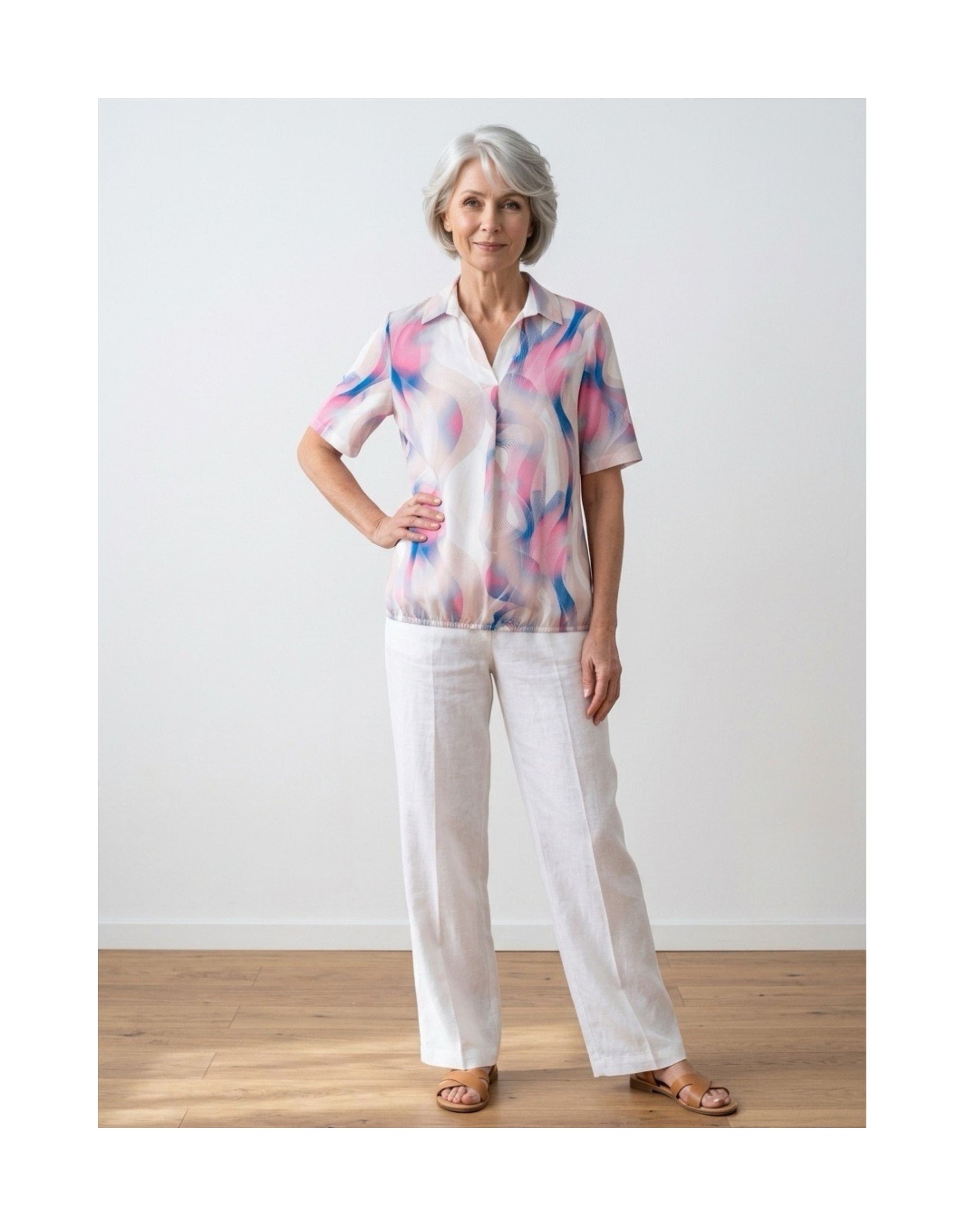 poloshirt met elastiek blouson bij Marijke Mode