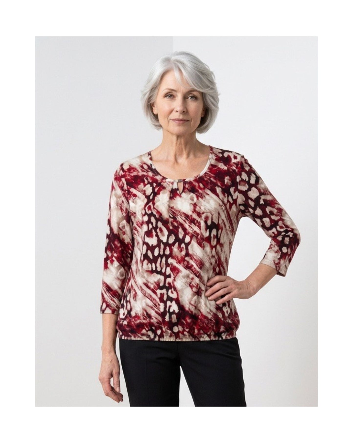 Damesshirt met driekwartmouwen van zachte viscose – Marijke Mode.