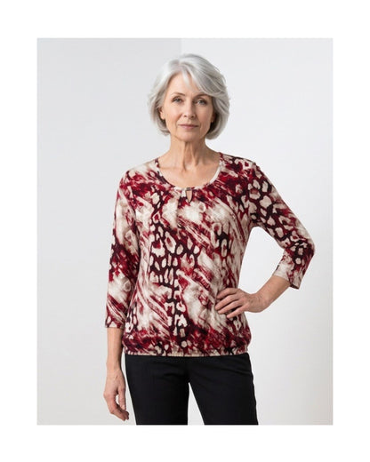 Damesshirt met driekwartmouwen van zachte viscose – Marijke Mode.