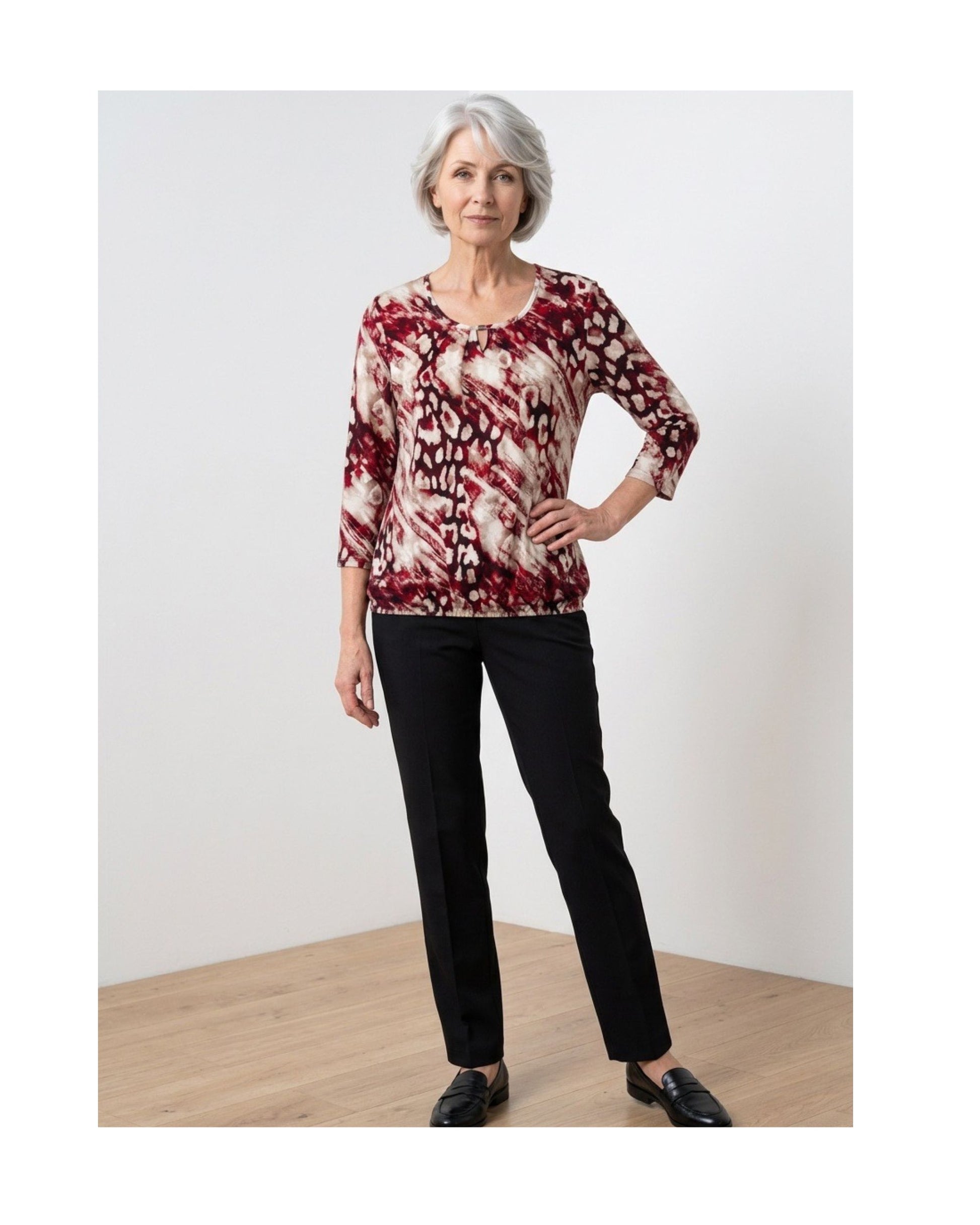 Damesshirt met driekwartmouwen van zachte viscose – Marijke Mode.