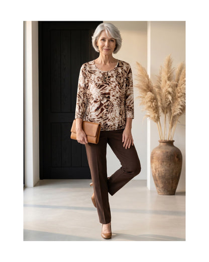 Damesshirt met driekwartmouwen van zachte viscose – Marijke Mode.