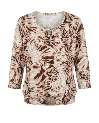 Damesshirt met driekwartmouwen van zachte viscose – Marijke Mode.
