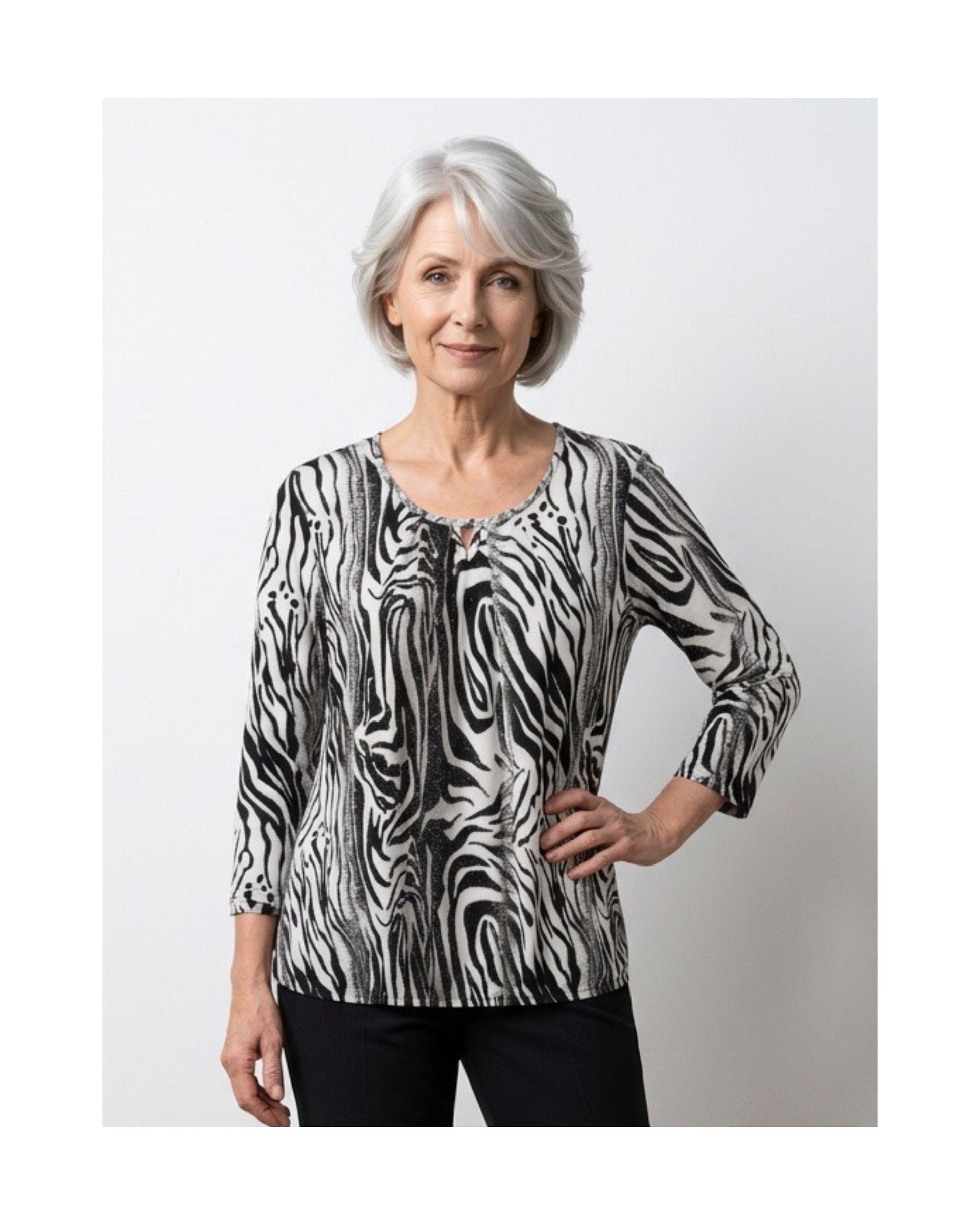 Damesshirt met driekwartmouwen van zachte viscose – Marijke Mode.