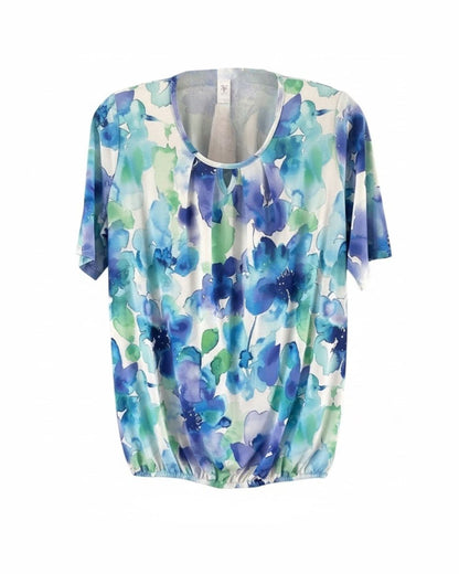 Blouson Shirt Bloem Groen Blauw