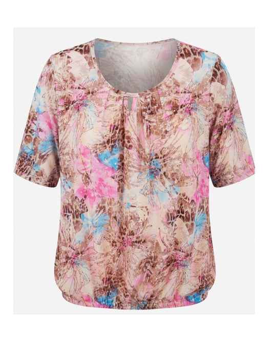 Blouson shirt voor dames met comfortabele pasvorm, verkrijgbaar bij Marijke Mode.