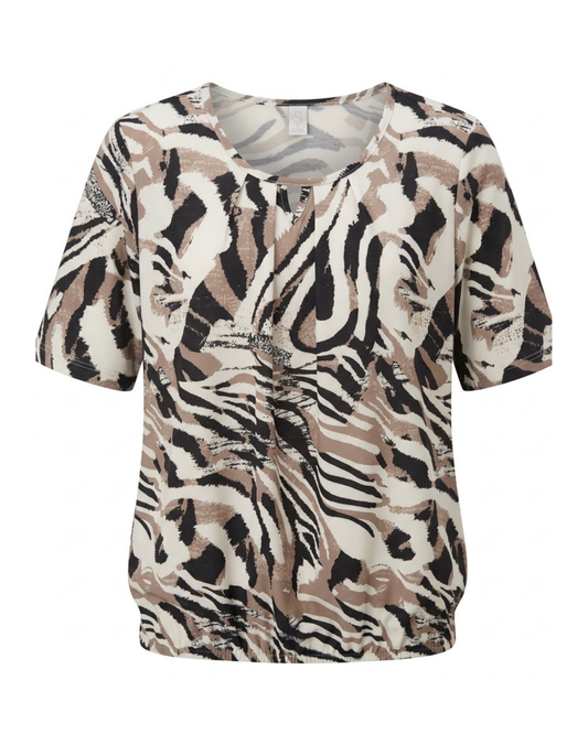shirt van viscose blouson met elastiek bij Marijke Mode
