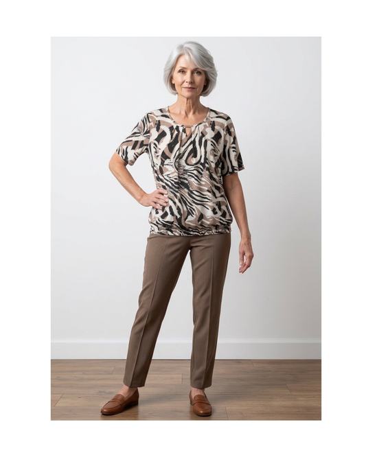 shirt van viscose blouson met elastiek bij Marijke Mode