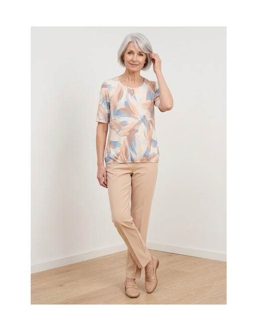 blouson tshirt met ronde hals en elastiek verkijgbaar bij mARIJKE mODE