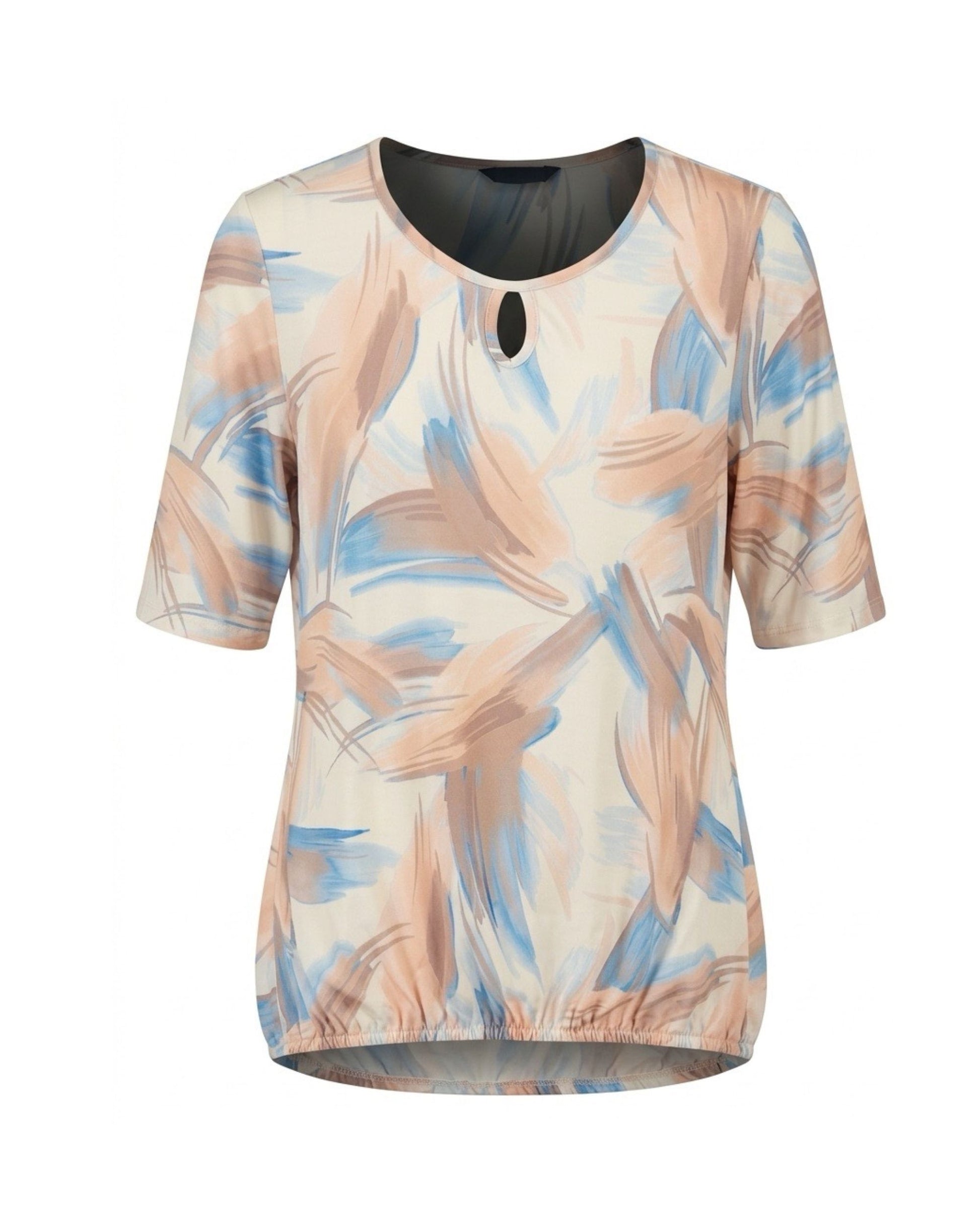 blouson tshirt met ronde hals en elastiek verkijgbaar bij mARIJKE mODE