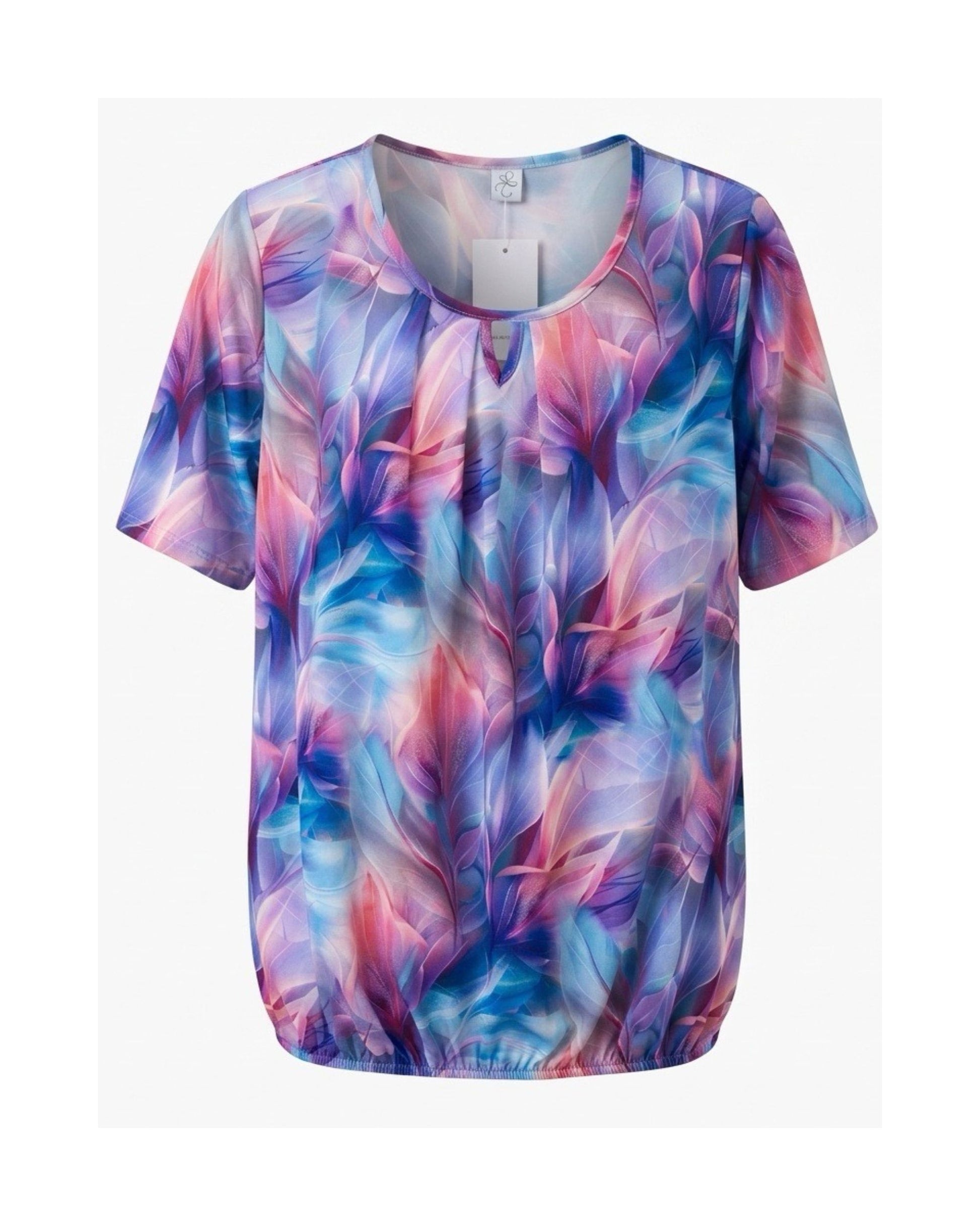 shirt met rondehals met elastiek lila paars roze verkocht door Marijke Mode