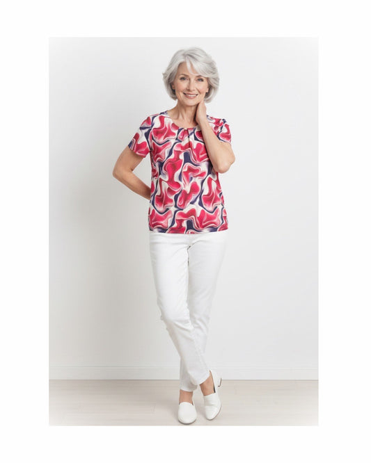 shirt ronde hals blouson viscose bij marijkemode