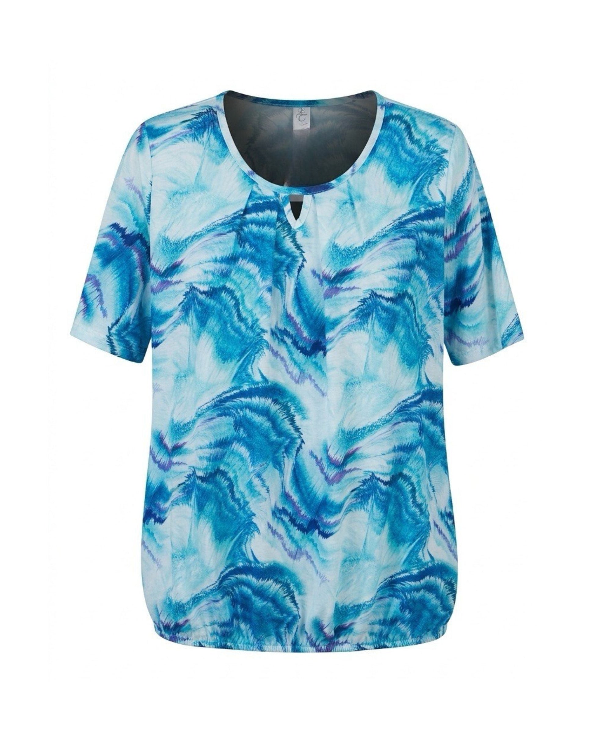 shirt blouson met korte mouwen met elastiek. verkocht door marijke mode