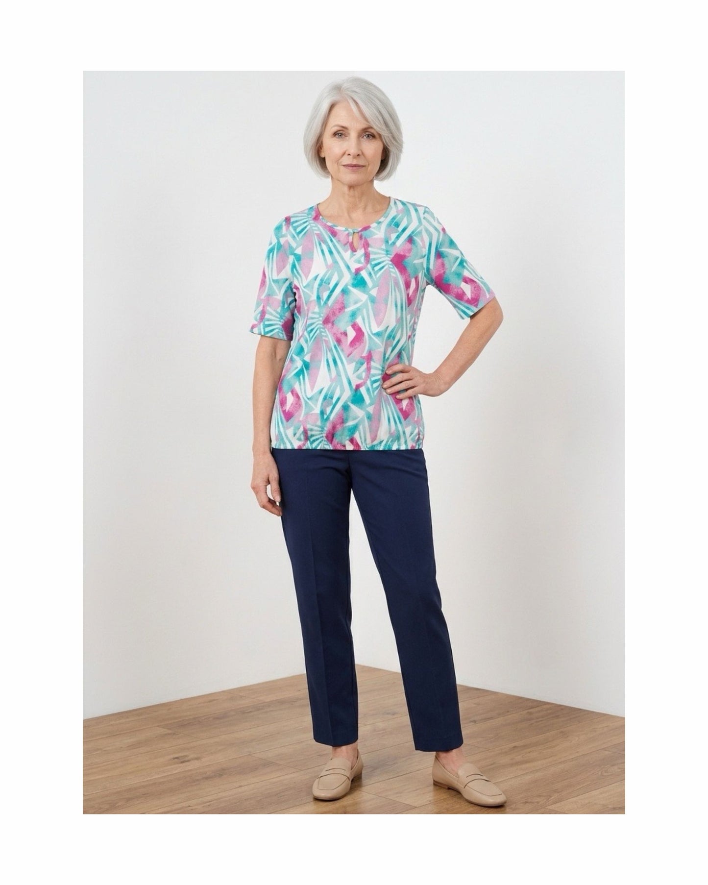 Blouson Shirt Elastiek Mint Groen Fuchsia