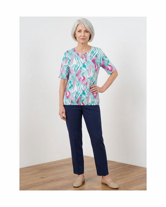 Blouson Shirt Elastiek Mint Groen Fuchsia