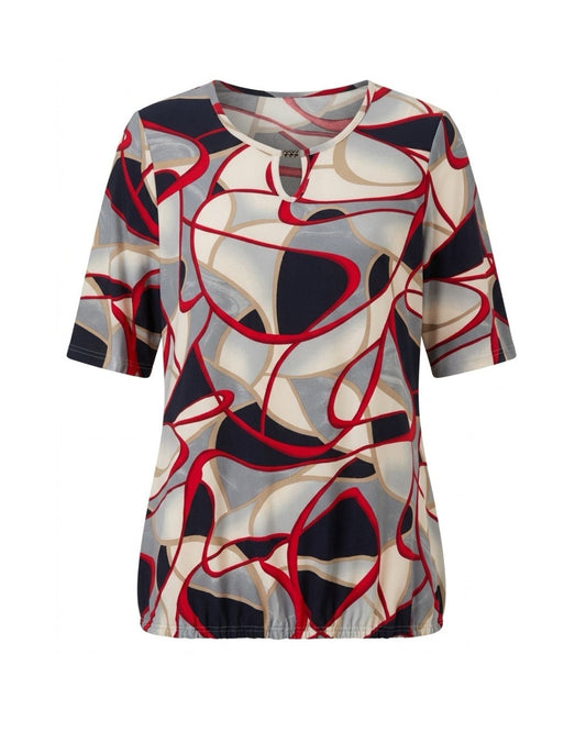 shirt met ronde hals en elastiek aan de onderzijde verkrijgbaar bij marijke mode