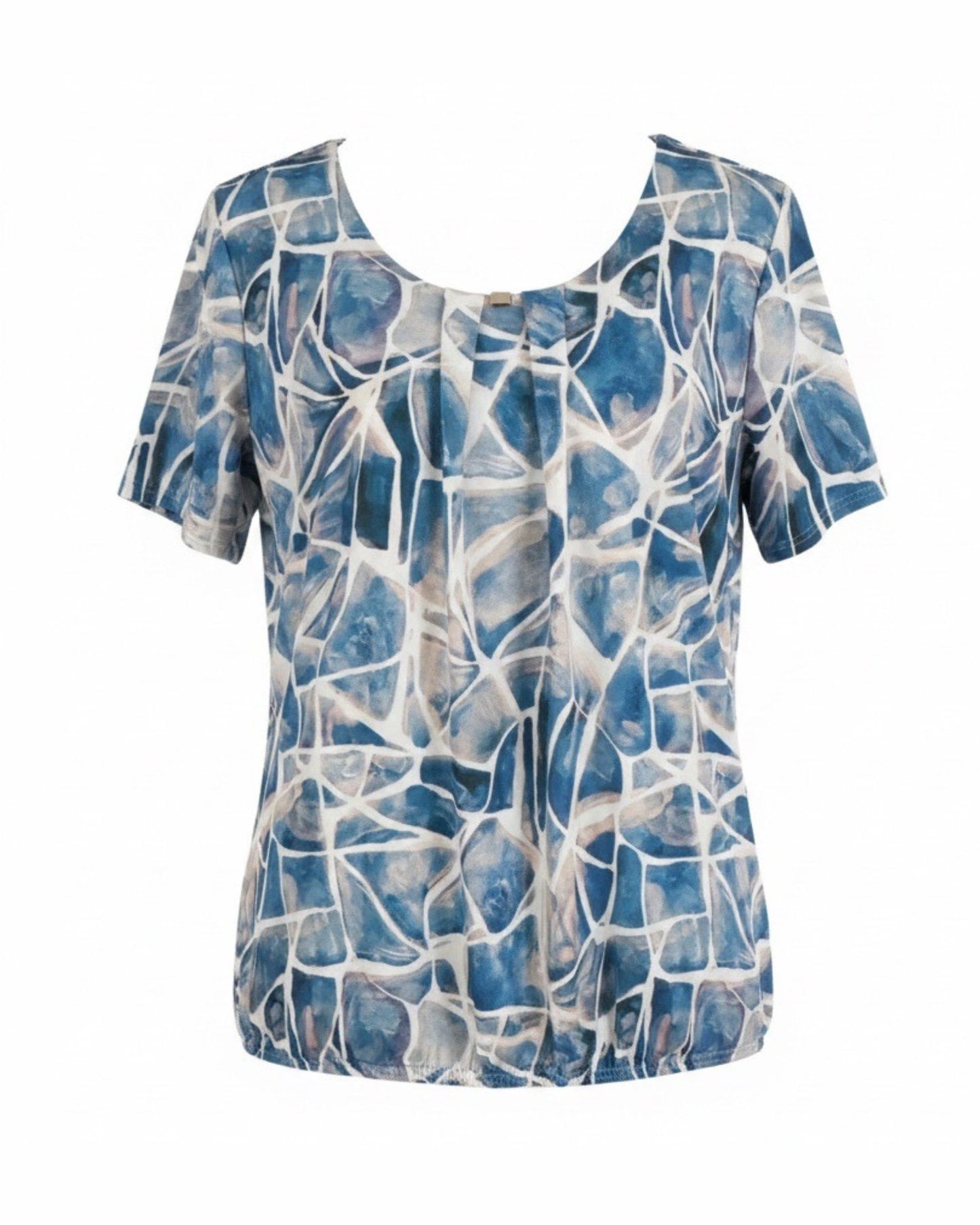 Blouson Shirt Elastiek Vlak Blauw Creme