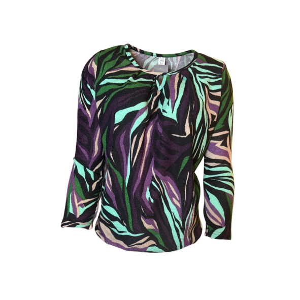 blouson shirt met ronde hals en lastiek aan de onderzijde.