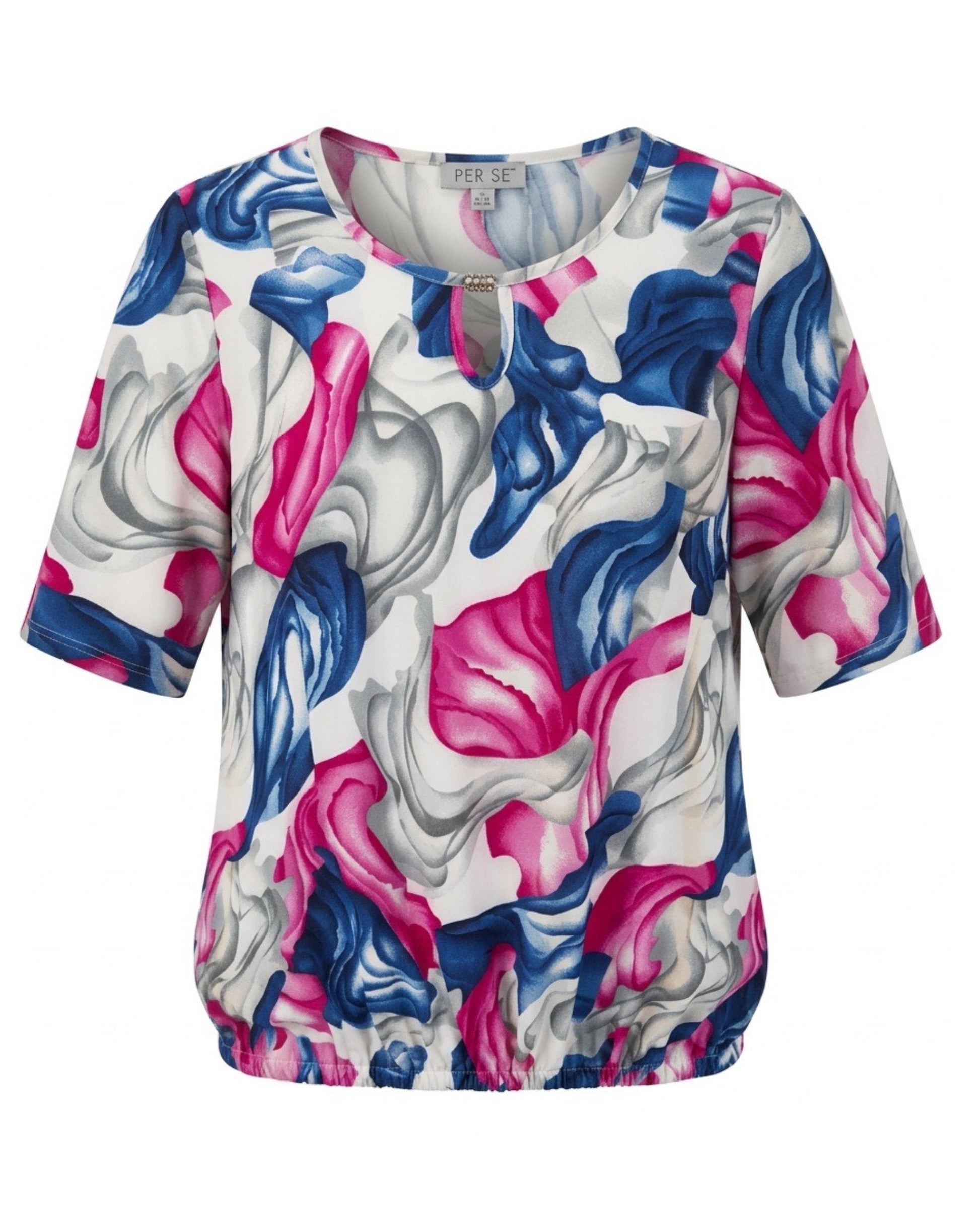 Blouson shirt voor dames met comfortabele pasvorm, verkrijgbaar bij Marijke Mode.