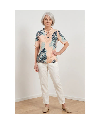 shirt met roesje viscose blouson model bij marijke mode