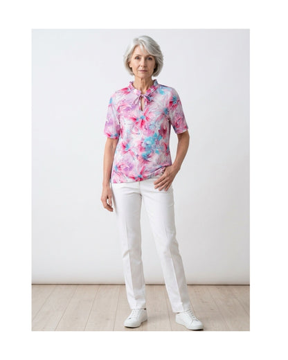 shirt met roesje viscose blouson model bij marijke mode