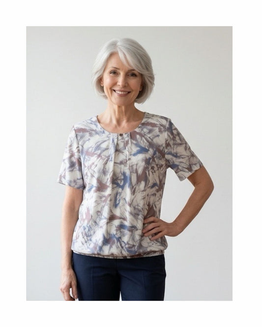 Blouson Shirt Met Ronde hals Beige grijs