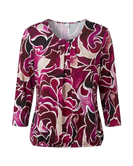 Blouson Shirt Met Zilverkleurig Detail Burgundy Fuchsia