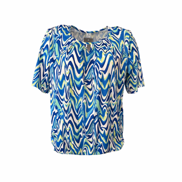 Dames blousonshirt met korte mouwen van viscose – luchtig en comfortabel, zomercollectie van Marijke Mode.