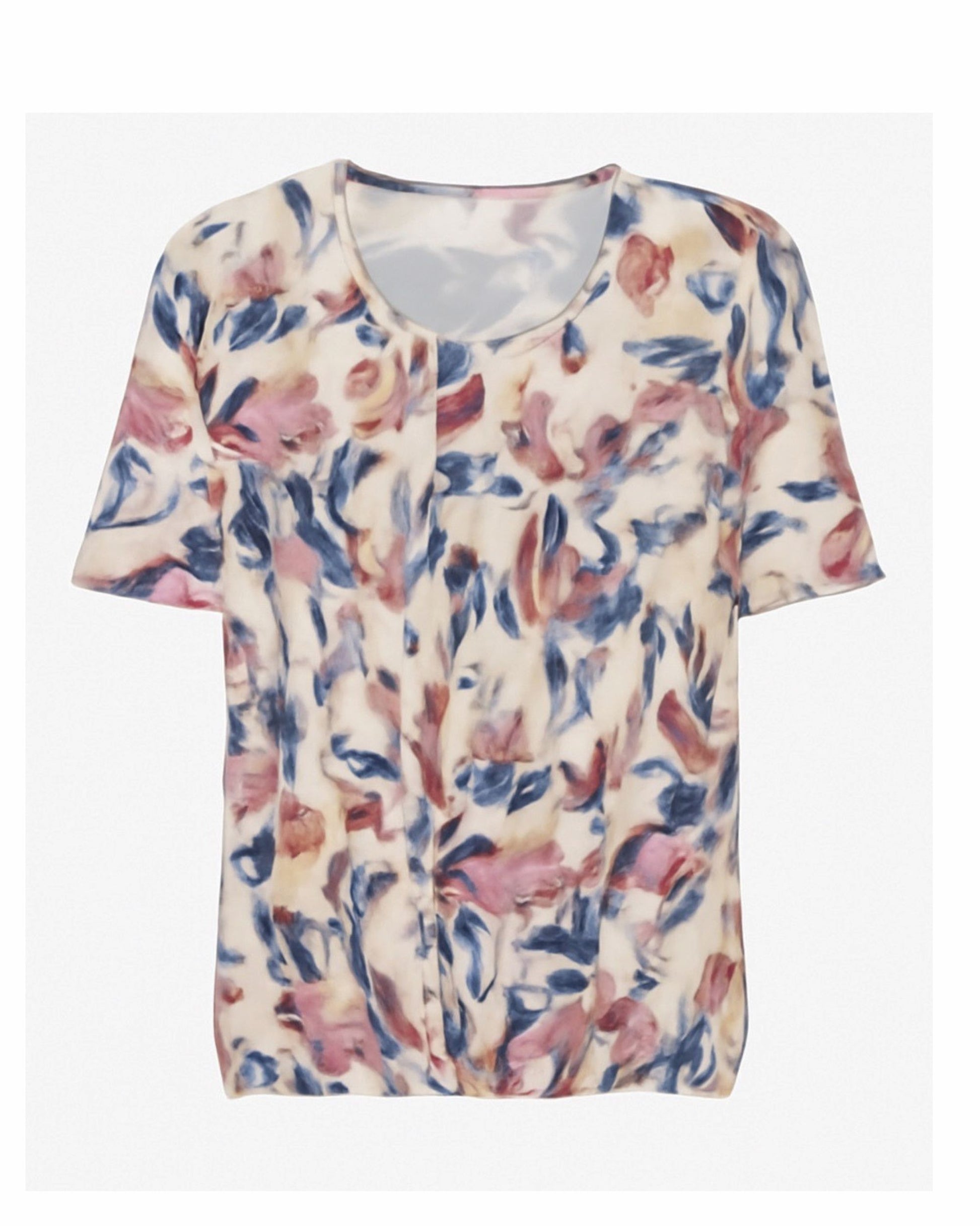 blouson shirt met elastiek van viscose verkocht door Marijke Mode
