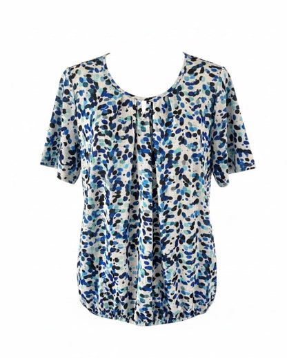 Blouson Shirt Elastiek Stip Kobalt Blauw