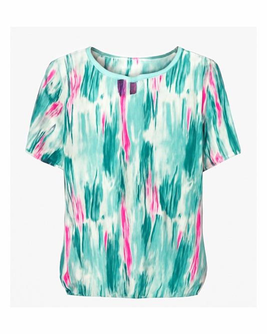 Blouson Shirt Elastiek Turquoise Fuchsia