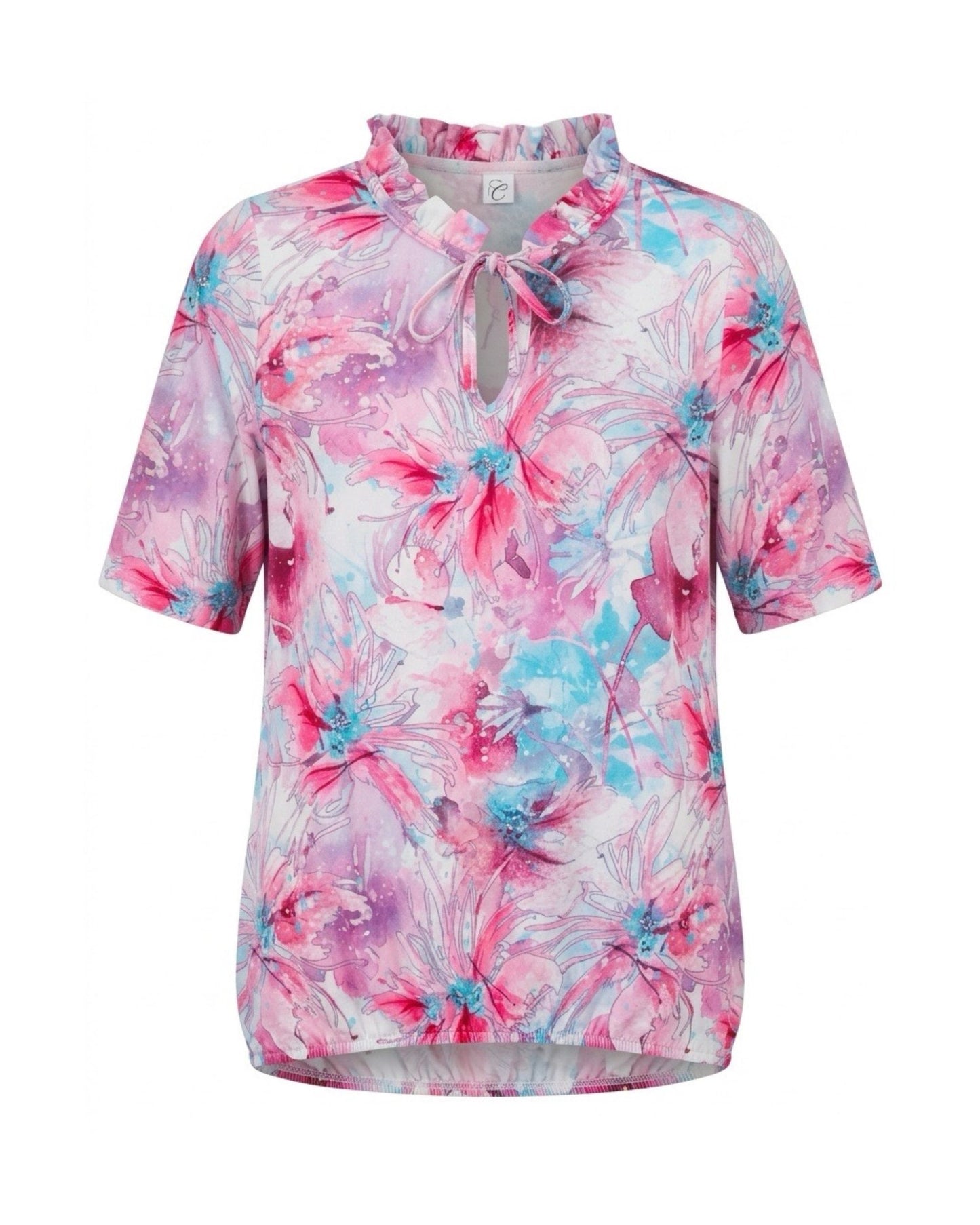 shirt met roesje viscose blouson model bij marijke mode