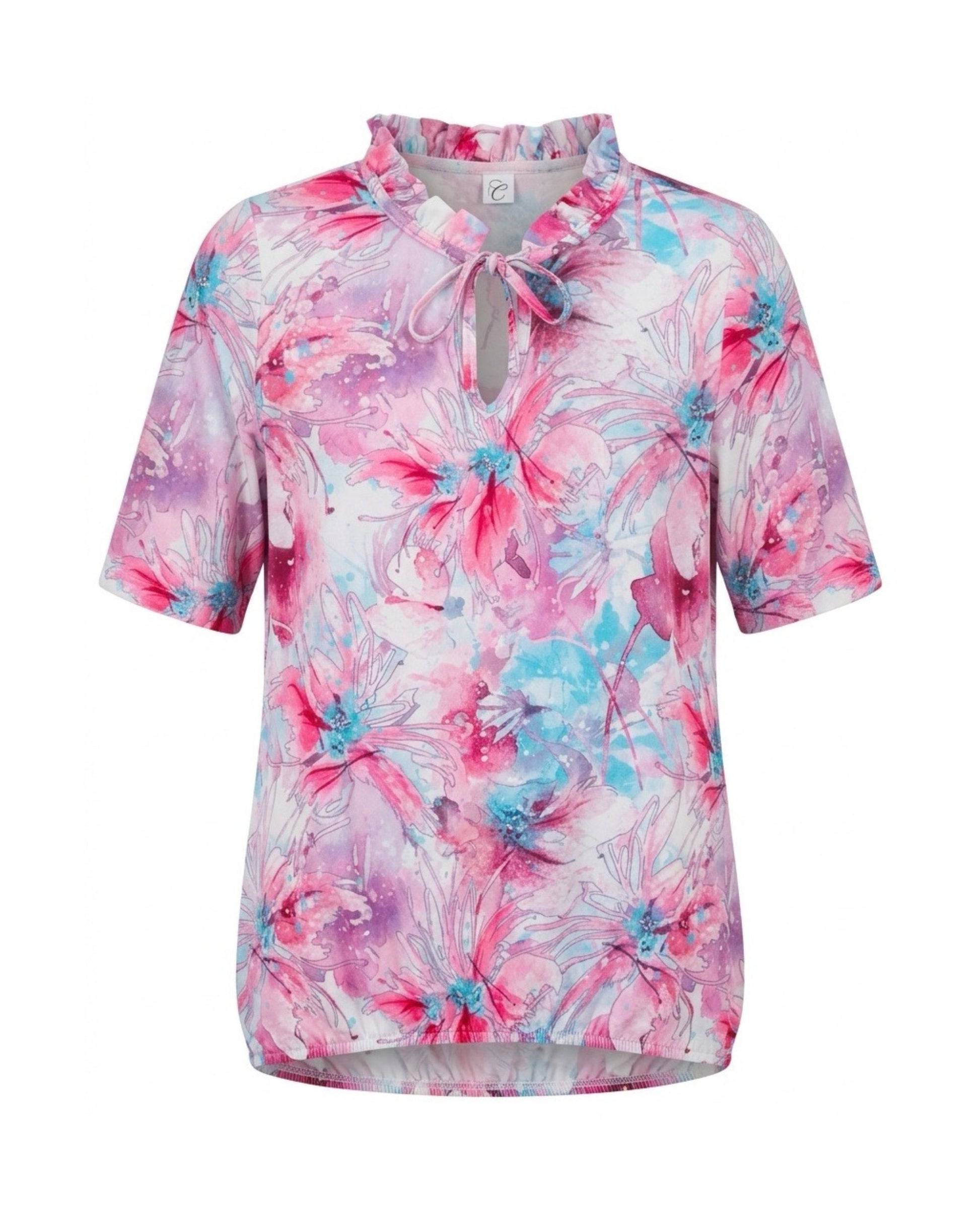 shirt met roesje viscose blouson model bij marijke mode