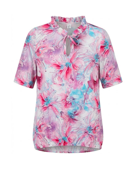 shirt met roesje viscose blouson model bij marijke mode