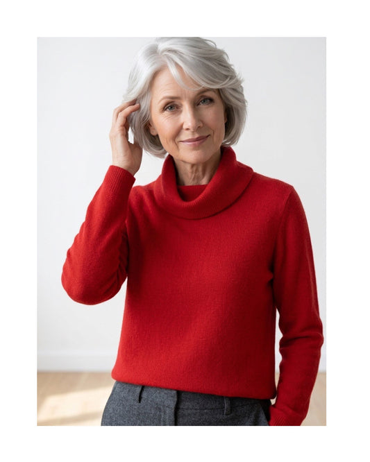 Cashmere Feeling dames coltrui met losse omslagcol in unikleur, verkrijgbaar bij Marijke Mode